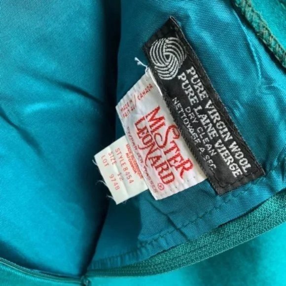 [SOLD] VINTAGE 100% Wool 50's Teal Aqua Jewel Tone High waisted Pencil Skirt - Picture 6 of 10